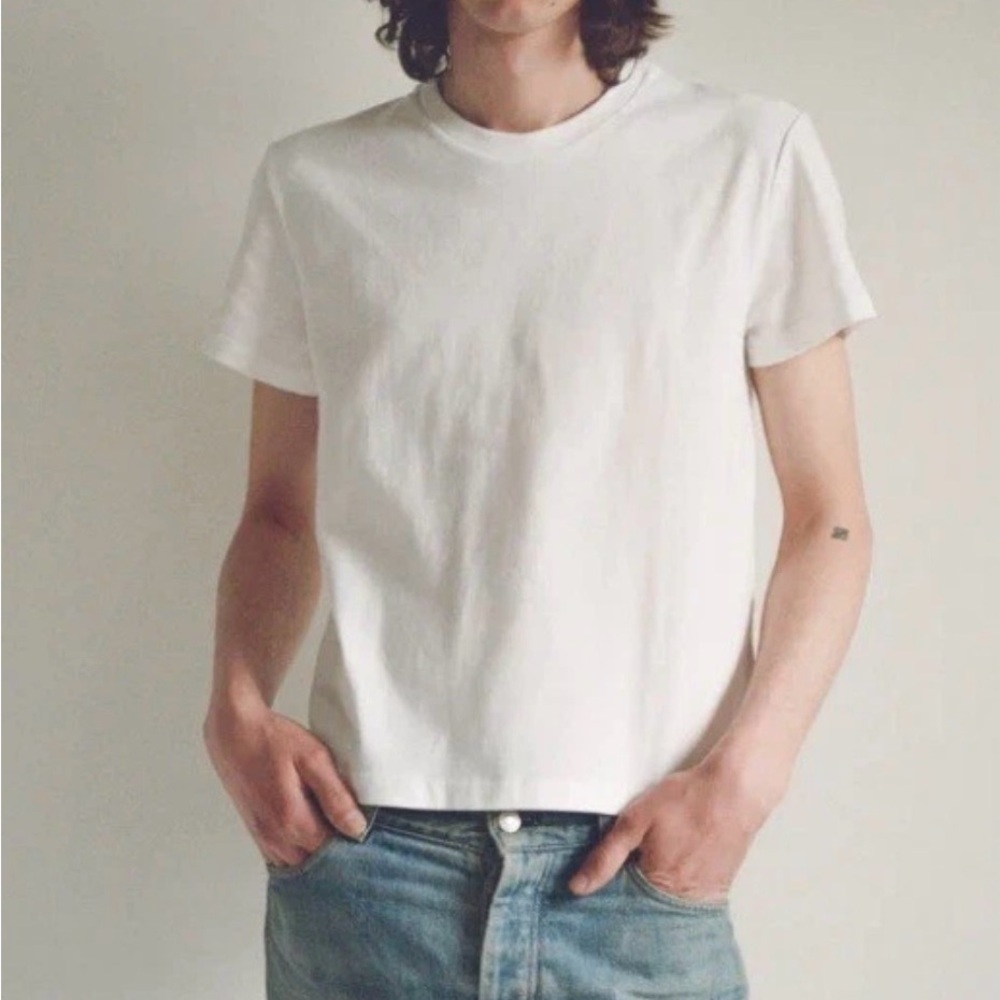 FM 669 Unisex White Organic Cotton Short Sleeve T102 Little T Shirt Size XS